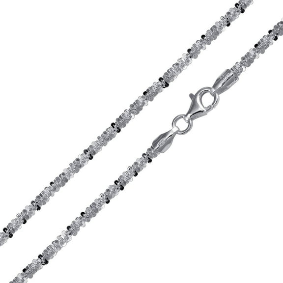 Sterling Silver 925 Rhodium Plated Roc 040 Chain 2mm Made in Italy 24" Jewelry Female Unisex
