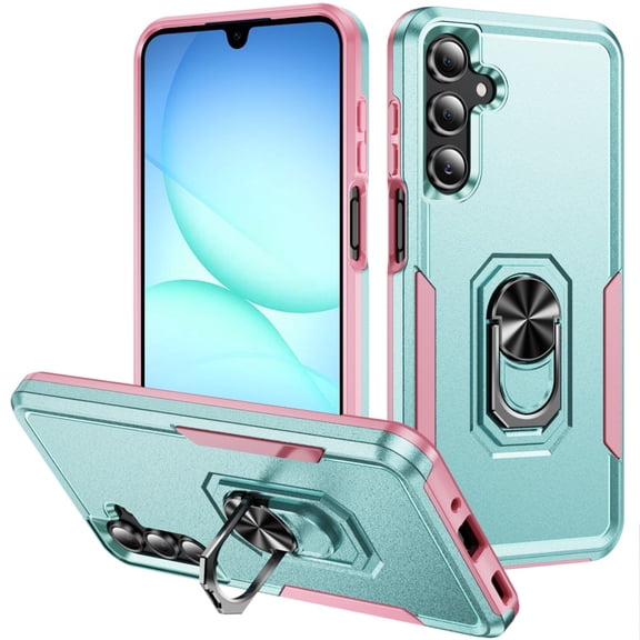 For Samsung A17 5G Tough Hybrid With Ring Stand Case - Teal/Pink