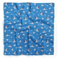 thumbnail image 1 of Bimba Blue Ranunculus & Stork Bird Pure Silk Printed Scarf Dupatta Head Neck Wrap Bandanas For Women 40 x 80 Inches, 1 of 6