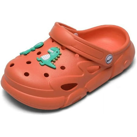 

KAQ Kids Classic Clogs for Boys and Girls Non-Slip Slides Sandals with Cartoon Dinosaur Charms Toddler Slip on Water Shoe Beach Children Slipper Outdoor Sandals