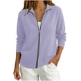 thumbnail image 3 of Liuinsasek Zipper Sweater for Women Fashion Solid Color Casual Zip Mock Neck Long Sleeve Sweater Cardigan Outerwear Fall Winter Clothing, 3 of 9
