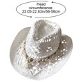 thumbnail image 2 of Jiibva Straw Cowboy Hats for Women Shell Decoration Western Cowgirl Hat Holiday Beach Sun Hat Hollow Out Wide Brim Summer Cowboy Hats for Beach Outdoor, 2 of 7