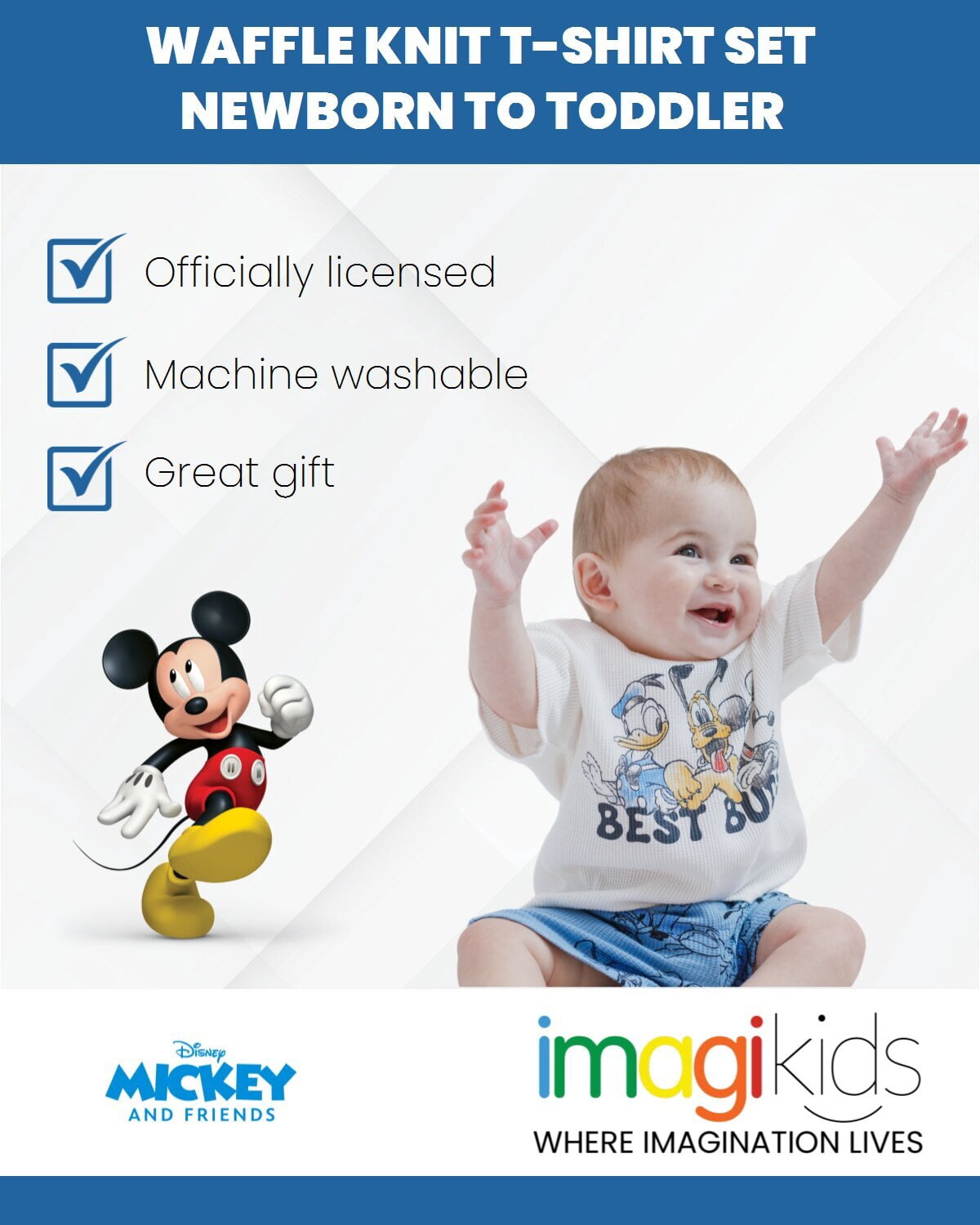 Disney Mickey Mouse Baby Boys' 2-Piece T-Shirt and Shorts Set Mickey Friends Blue
