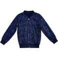 thumbnail image 2 of BRGZLK Kids Jackets Girls Boys Sequin Zipper Coat Jacket for Birthday and Christmas Clothes Long Sleeve Hoodless Casual Outwear for Girls Dark Blue 3-4 Years, 2 of 5
