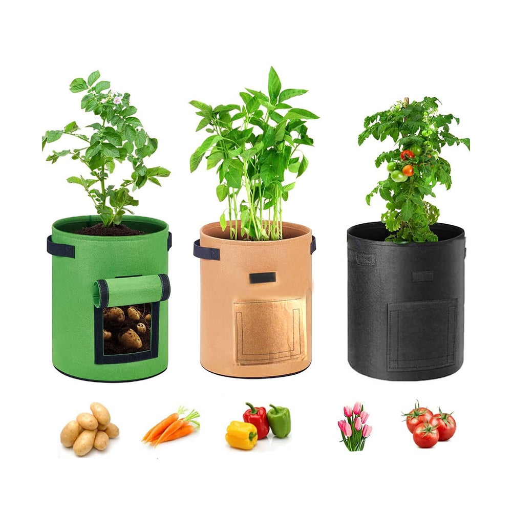 Slanting Pots 7 Gallon Grow Bag, Breathable Felt Fabric Planting Pots with Reinforced ...