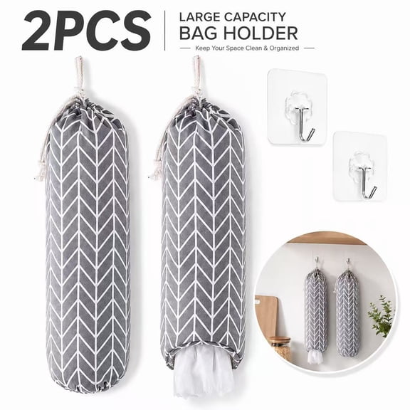 Emlimny 2 Pcs Plastic Bag Holder, Wall Mount Plastic Bag Organizer, Large Grocery Bag Storage Dispenser, 22x9 in