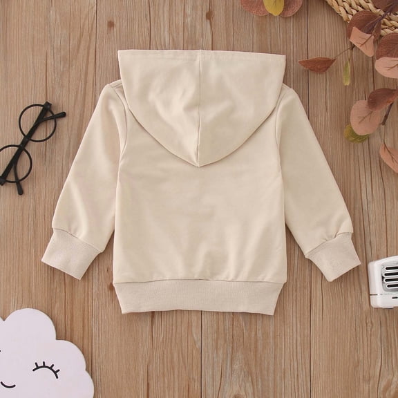 Vedolay Tops for Girls Pullover Crewneck Sweatshirt Long Sleeve Cute Oversize Solid Tops,Beige 18-24 Months
