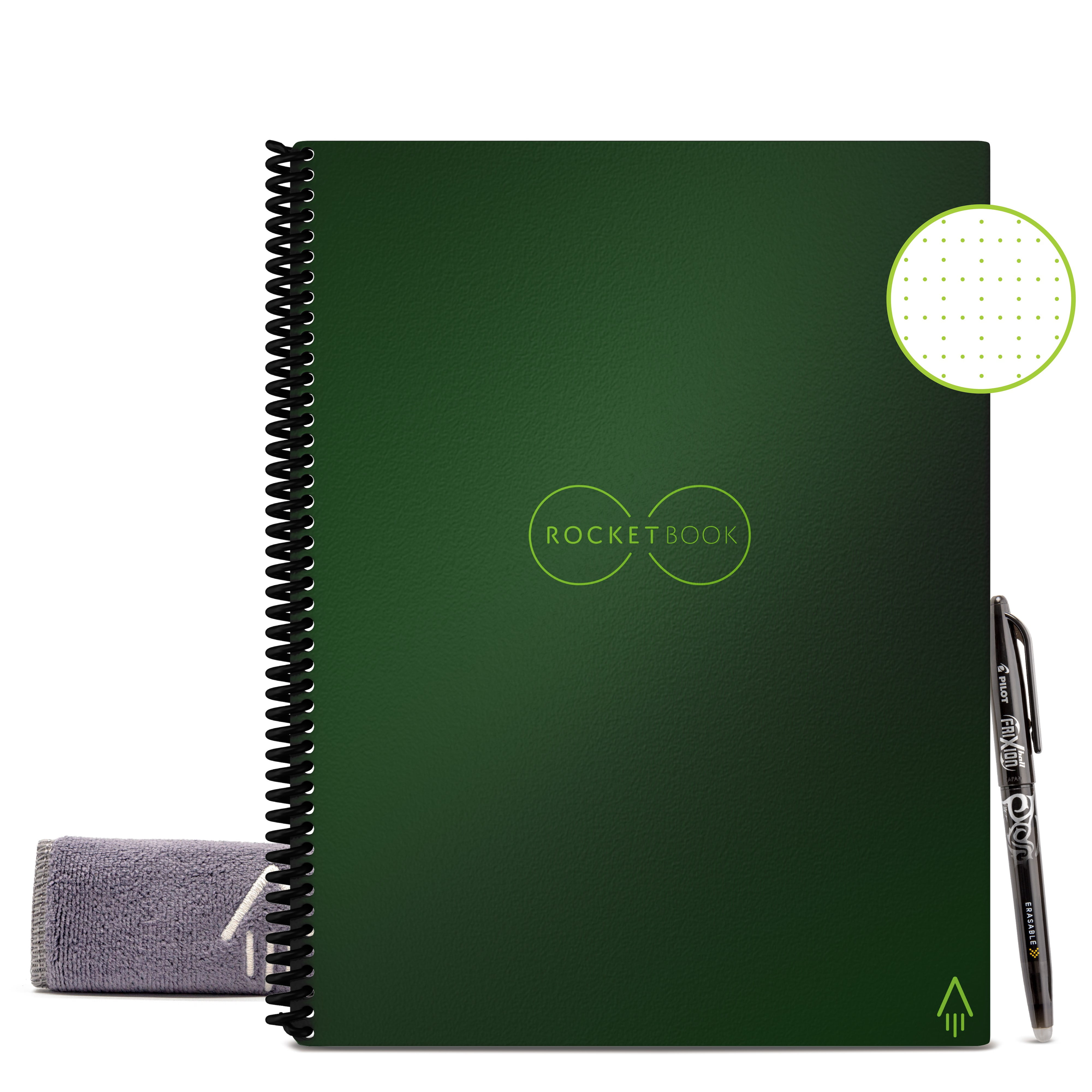 Rocketbook Core Smart Reusable and Sustainable Spiral Notebook Green