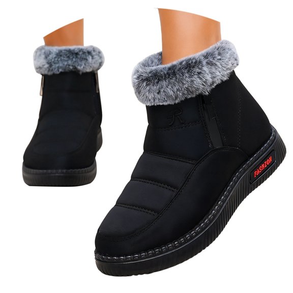 Winter Warm Shoes Snow Boots for Women Winter Boots Fashionable Warm Lined Comfortable Flat Heel Outdoor Thermal Shoes for Cold Weather