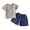 Navy, variant on Baby Boys Casual Outfit Sets Child Summer Short Sleeve Solid Color Short Sleeve T Shirt and Shorts Thin Cute 2PCS SetSize 18-24 M