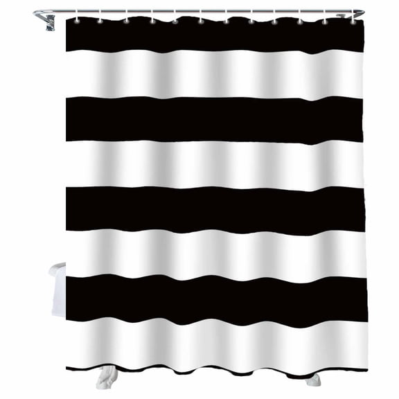 Shower Curtain Black White Stripe Shower Curtains for Bathroom Bathtub, Waterproof Fabric Shower Curtain Set with Hooks, Small Stall Size 36" x 72" Simple Style Striped