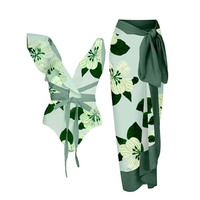 Ketyyh-chn99 Pièce Maillots de Bain une pour Femmes Robe de Bain pour Femmes Contrôle du Ventre une Pièce Froncée Échancrée Maillot de Bain Contrôle du Ventre Vert,P
