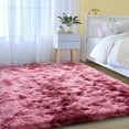 thumbnail image 4 of Socofuz Tie Dye Modern Super Soft Fluffy Rug for Living Room, Girls Kids Bedroom, 5x7ft, Starry Red, 4 of 9