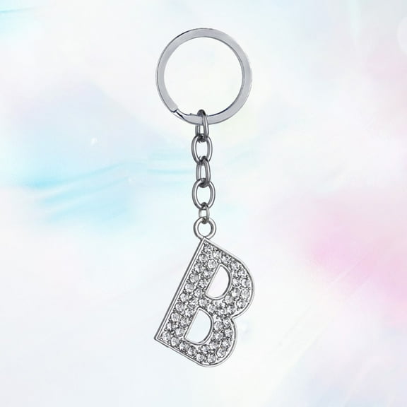 Soimiss Durable Metal Letter Keychain with Rhinestones for Keys and Handbags