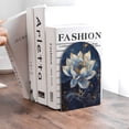thumbnail image 6 of Susaid Blue Golden Dream Lotus Print Wooden Bookends Decorative Book Ends for Shelves Heavy Books Holder Organizer Non-Slip Desk Book End for Kids Room Office School 1 Pairs, 6 of 8