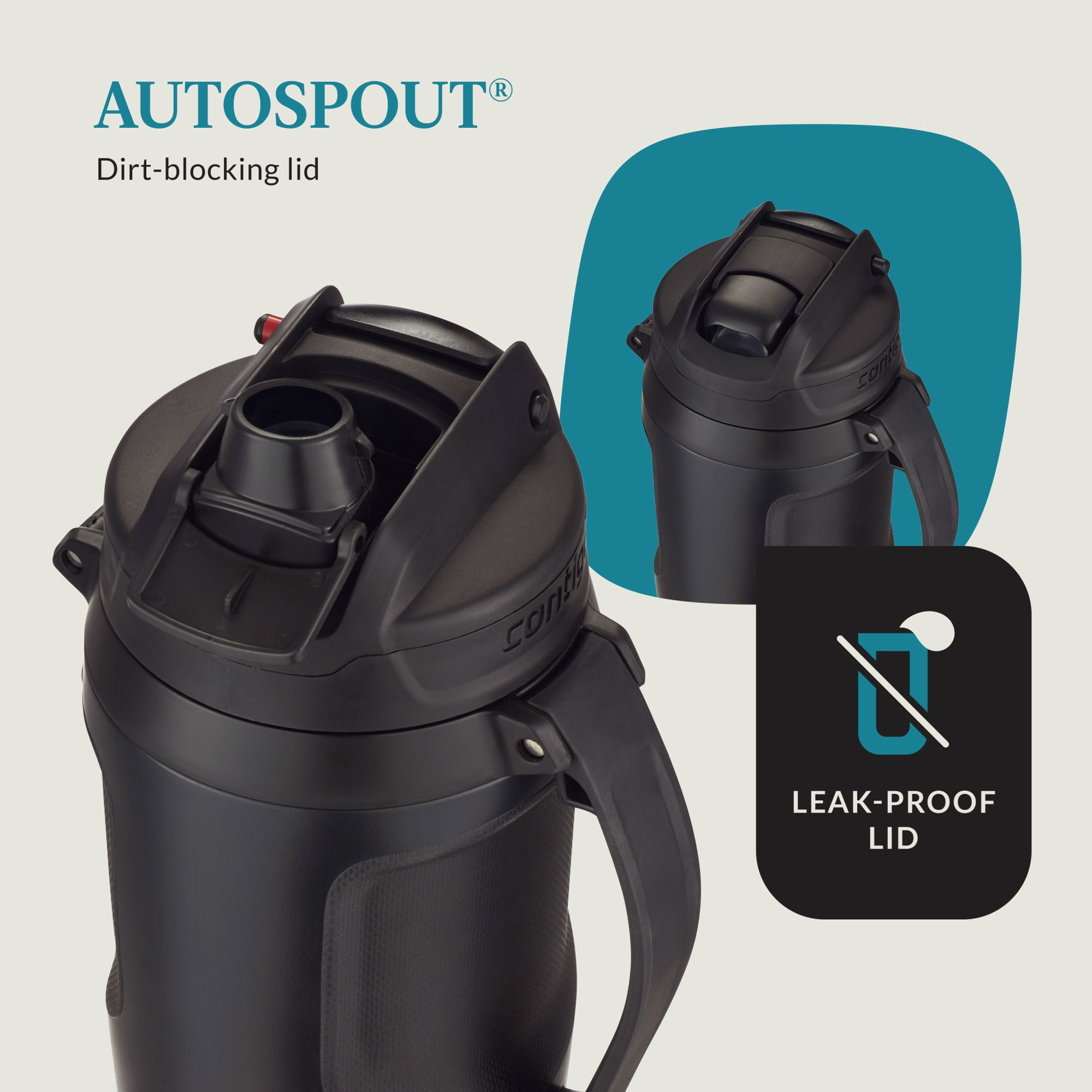 Contigo Fit Water Jug with AUTOSPOUT Lid, 64 Fluid Ounces, Black