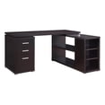thumbnail image 1 of Yvette 60-inch 3-drawer L-Shape Wood Computer Desk Cappuccino, 1 of 11