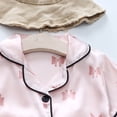 thumbnail image 4 of Cathalem Girl Shirt Short Pants Sets Ruffle Trim Flounce Short Sleeve Top and Shorts Set,Pink S, 4 of 5