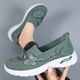 thumbnail image 7 of HTHLVMD Slip-On Walking Shoes, Breathable Comfort Shoes, Womens Breathable Knit Slip-On Walking Shoes Embroidered Slip On Sneakers Lightweight Comfortable Orthopedics Walking Shoe, Green 8, 7 of 7
