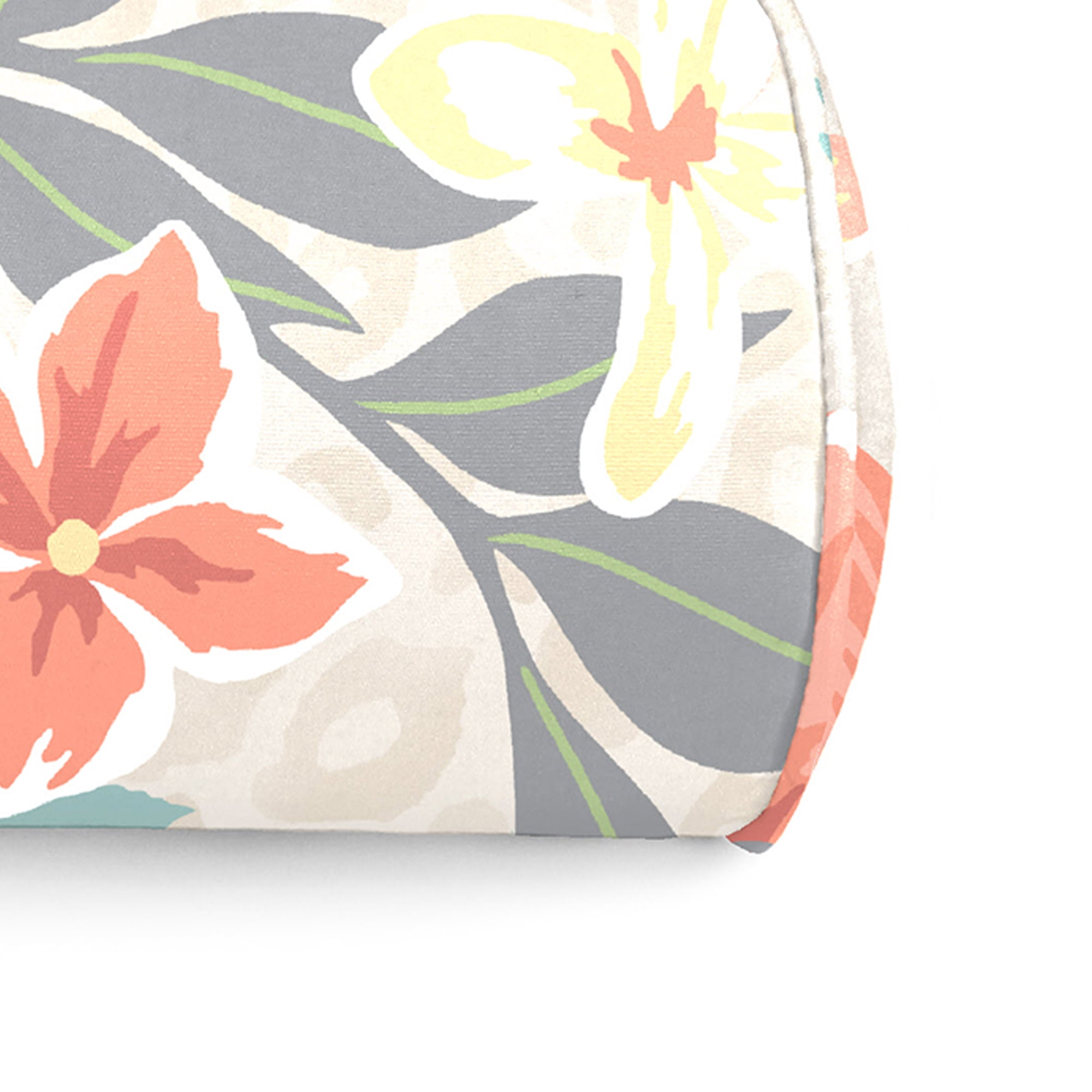 Jordan Manufacturing 7" x 17" Menda Tearose Multicolor Floral Round Outdoor Bolster Pillow with Welt (2 Pack)