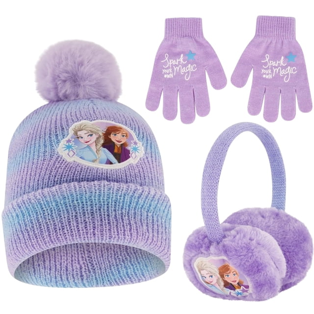 Set de gorro de invierno, orejeras y guantes para niños Disney Frozen