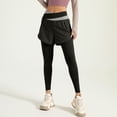 thumbnail image 4 of Huowey Yoga Pants Women Leggings Slim Fit High Waist Solid Color Fitness Joggings With Wide Leg Shorts Casual Breathable Running Sport Lightweight Cozy Trousers,Black,L, 4 of 6