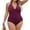 Wine, variant on Minjewel Women's High Waist Swimwear: Tummy Control One Piece Bathing Suit for Beachwear and Summer Casual Fashion,Royal Blue,L