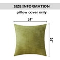 thumbnail image 5 of Euro Sham 24x24 Pillow Covers Set of 2 Striped Corduroy Textured Velvet European 60x60 Pillow Covers for Couch Summer Decoration, 60cm x 60cm, 24 x 24 inch, Grass Green, 5 of 14