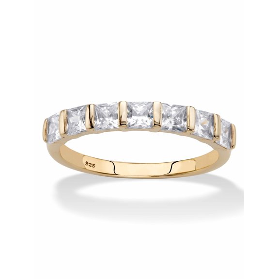 PalmBeach Jewelry Princess-Cut Cubic Zirconia Channel-Set Ring 1.12 TCW in 14k Gold-plated Sterling Silver