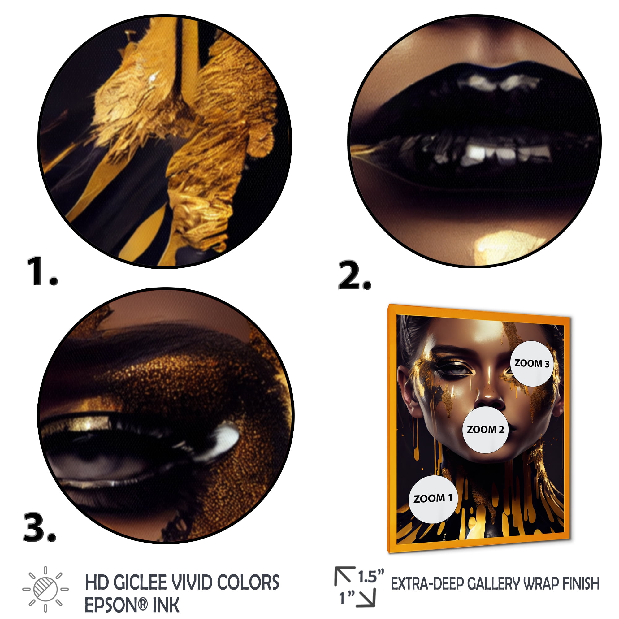 Designart Sensual Liquid Gold Woman II Framed Wall Art