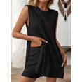 thumbnail image 4 of Women'S Summer 2 Piece Matching Long Sweater Shorts Sets Travel Resort Wear Sleeveless Knit Outfits Black M, 4 of 8