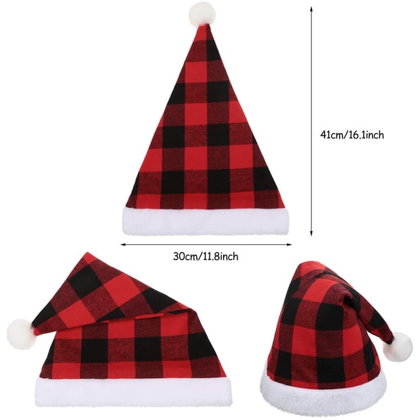 3 Pieces Christmas Plaid Santa Hat and 3 Pieces Plaid Scarfs  display picture 3