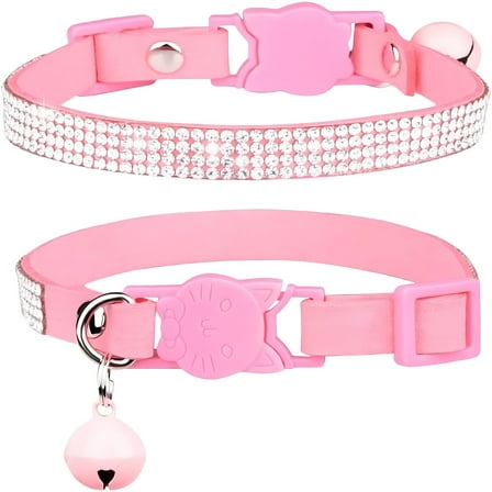GASTROPOD Breakaway Cat Collars, Kitten Collar with Bell, Adjustable Rhinestone Cat Collar for Girl & Boy Cats