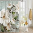 thumbnail image 6 of Shower Curtains for Bathroom, Spring Magnolia White Flower Vintage Shower Curtain Set Polyester Waterproof Fabric Bath Curtain with Hooks for Home Hotel Apartment Farmhouse 72x72 inch, 6 of 6
