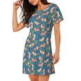 thumbnail image 2 of Vsdgher Corgi avec Motif de Fleurs Chemise de Nuit à Manches Courtes pour Femmes Col Rond Mignonne Robe de Nuit Confortable à Volants, 2 of 6
