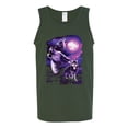 thumbnail image 2 of Wild Bobby, Fantasy Wolf Howling at The Full Moon Animal Lover Mens Graphic Tank Top, Forest Green, Large, 2 of 3