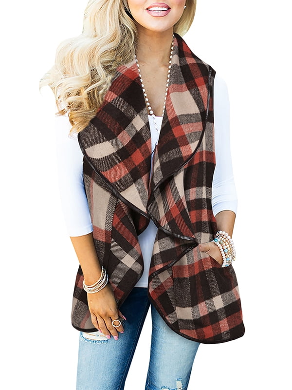 christmas plaid vest womens