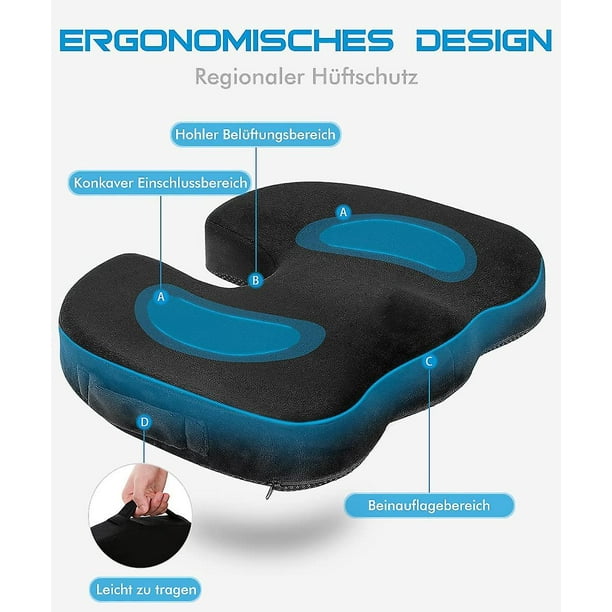 Orthopedic Seat Cushion, Memory Foam Seat Cushion, For Ergonomic  Hemorrhoids Seat Cushion, 