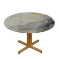 thumbnail image 3 of Nawypu  Round Table Cover, Waterproof Reusable Table Cloth Round Fitted Vinyl Tablecloth with Elastic Edged for Parties Outdoors, Watercolor Gold and Gray Marble Textured, 3 of 7