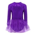 thumbnail image 5 of ranrann Girls Sequin Feather Ballet Leotard Tutu Dress Sparkly Ballerina Jazz Latin Performance Outfit Purple 8, 5 of 6