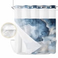 thumbnail image 2 of Blue Marble No Hook Shower Curtain Waterproof, Bathroom Curtains with Snap in Liners and See Through Top Window, Modern Abstract Art Ink Painted Hotel Style Bathtub Curtains Shower 66"Wx72"L, 2 of 8