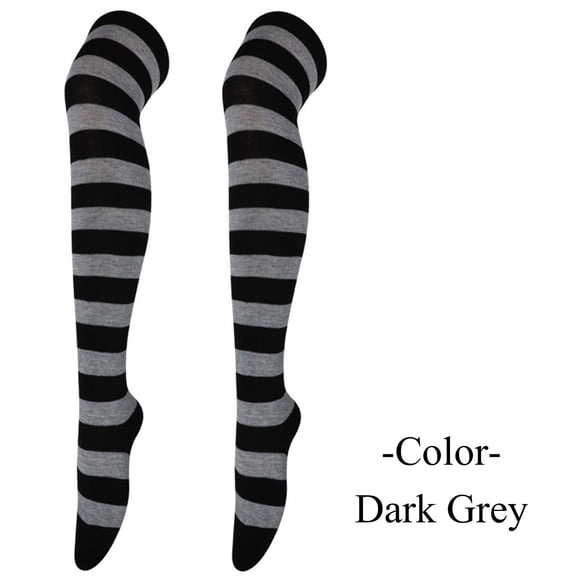 Gsakboxl Color Contrast Striped Over The Knee Socks Soft Stretchy Thigh High Socks Breathable Daily And Party Decoration Long Socks