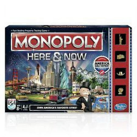 Monopoly Here And Now Board Game 2-4 Players Fast-Paced Includes 1 Gameboard 4 Tokens