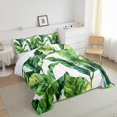 thumbnail image 3 of Feelyou Green Tropic Leaves Full Size Comforter Sets, Watercolor Plant Bedding Comforter Set, Summer Botanical Theme Reversible Bedding Sets, Ultra Soft Bedroom Decor, 3-Piece, 3 of 8