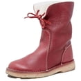 thumbnail image 4 of Botas de nieve de invierno de tacón plano y punta redonda para mujer, informales, con cordones en la parte delantera, de color liso, planas, de talla grande, para otoño e invierno, 4 of 5