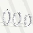 thumbnail image 2 of 6ps Women's Earrings 14K gold-plated Single row zircon circle Ear buckles, Romantic gifts for Her Wife Mother Christmas Valentine's Day,6,Plata,De moda sencillo,círculo,7+9+12mm, 2 of 7