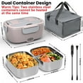 thumbnail image 4 of Electric Lunch Box Food Heater for Work, 80 W Food Warmer for Car Truck Travel with 2 Stainless Steel Containers 1.5 Liters Potable Self Heating lunch Box for Adults lonchera eléctrica portátil, 4 of 5