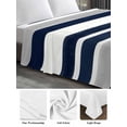 thumbnail image 6 of Navy Blue White Striped California King Size Flat Sheet, Wrinkleproof & Fadeproof Cooling Flat Bed Sheet Only, Grey Farmhouse Stripe Abstract Art Breathable Soft Bedding Top Sheets 108 x 98 Inches, 6 of 8