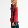 thumbnail image 3 of Womens S/M Red Floral Brushed Jersey Contrast Long Sleeve Top by Howard's, 3 of 4