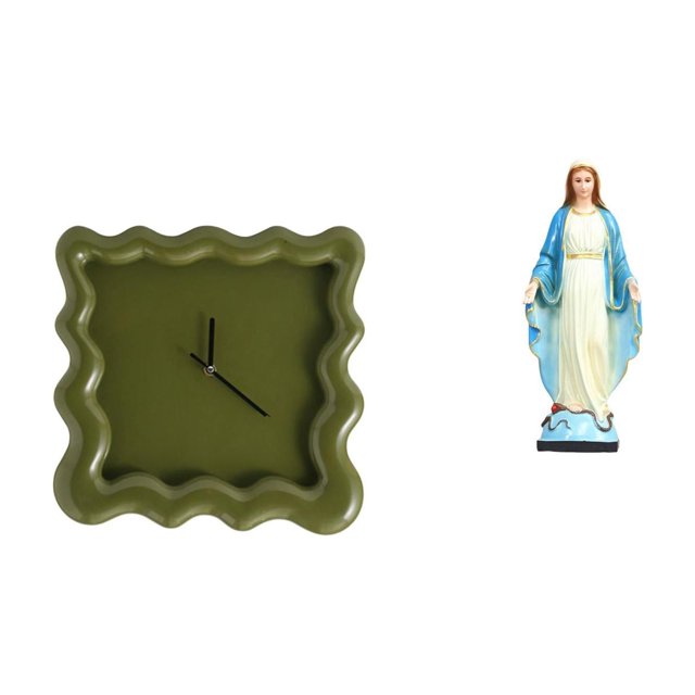 Elegante reloj de pared cuadrado, adorno para cocina, estudio, dormitorio, oficina, mesa, decoración silenciosa y precisa con escultura religiosa de M